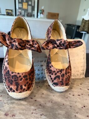 NWOT Jessica Simpson Leopard Print Mary Jane Espadrille Flats - Brown/Black